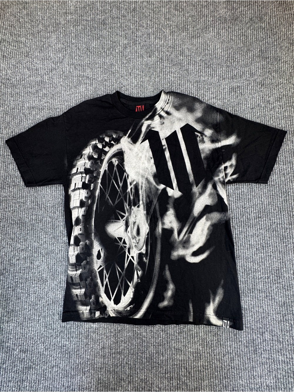 Vintage AOP Y2K Motocross Shirt Mens Med Black Streetwear We All ride Dirt Bike